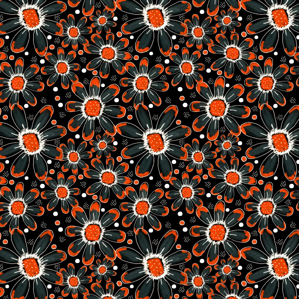 Channell, Michele: Cool Florals Arancione Su Nero