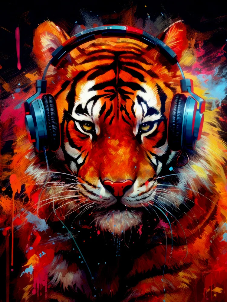 Jaszke, Justyna: Tigre con auriculares animal