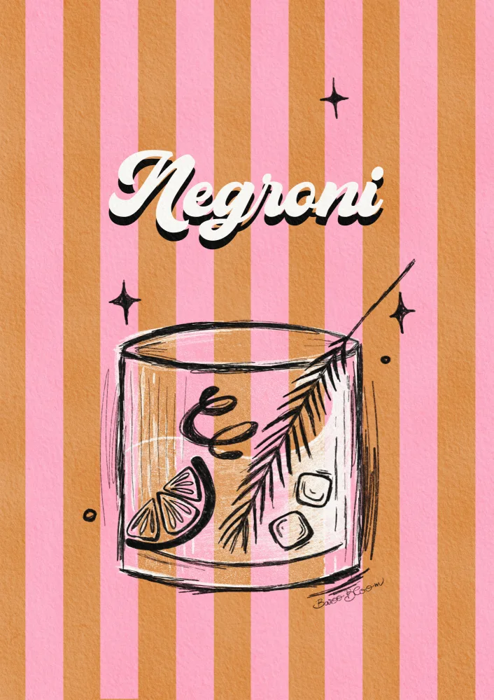 Bloom, Baroo: Negroni Drink on Stripes