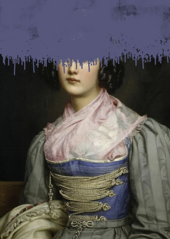 Concept, Art The: Portrét Vintage žena koláž