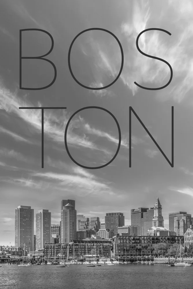 Viola, Melanie: BOSTON Skyline Quartier financier et North End | Texte et horizon