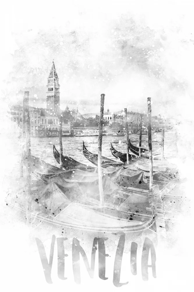 Viola, Melanie: Art monochrome VENISE Canal Grande | aquarelle