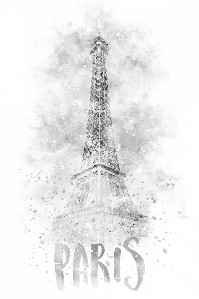 Viola, Melanie: Monochrome Art PARIS Eiffel Tower | vodové barvy