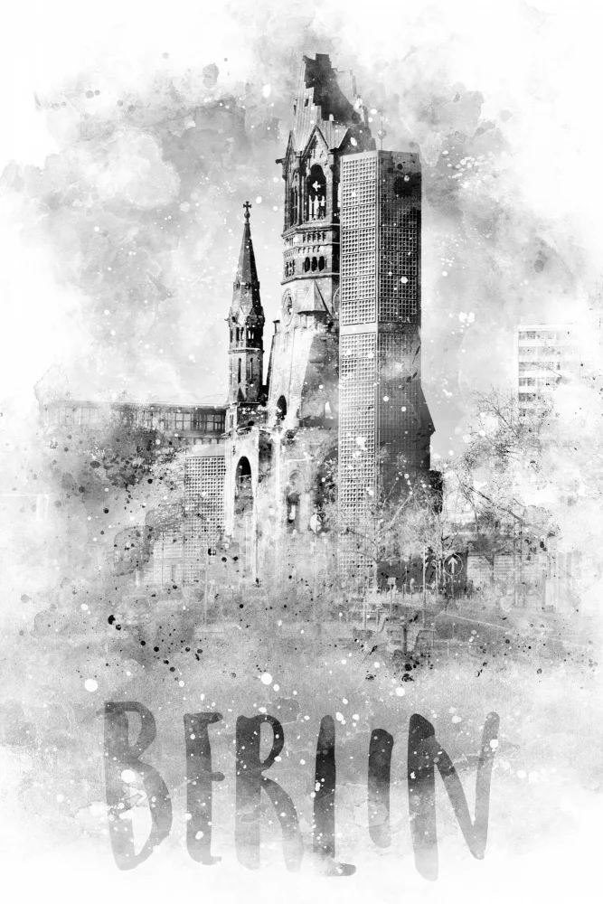Viola, Melanie: Monochrome Art BERLÍN Pamětní kostel císaře Viléma | vodové barvy
