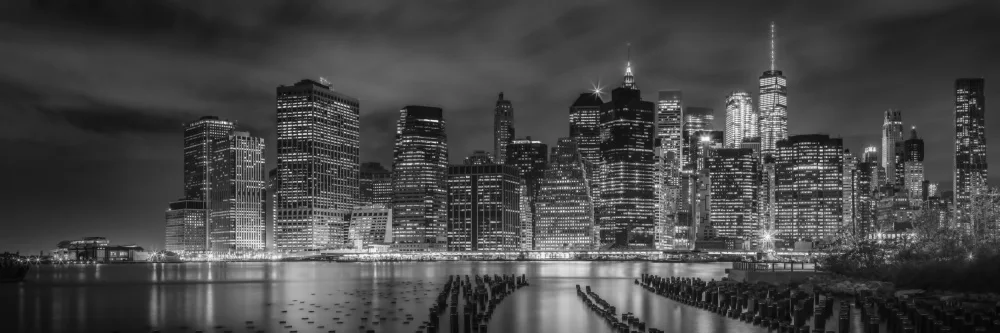 Viola, Melanie: NEW YORK CITY Monochrome Nightscape | Panoramic