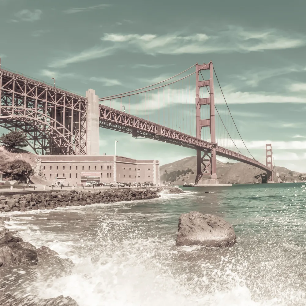 Viola, Melanie: GOLDEN GATE BRIDGE Impressione della costa | stile vintage urbano