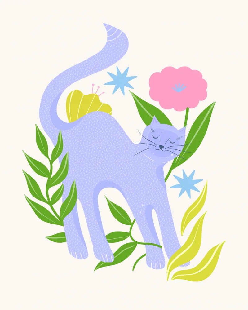 Donne, Melissa: Gato en jardín de flores