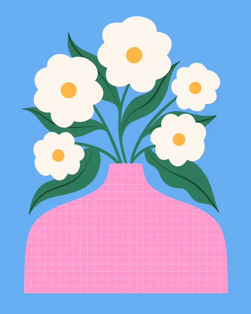 Donne, Melissa: Flores en jarrón rosa