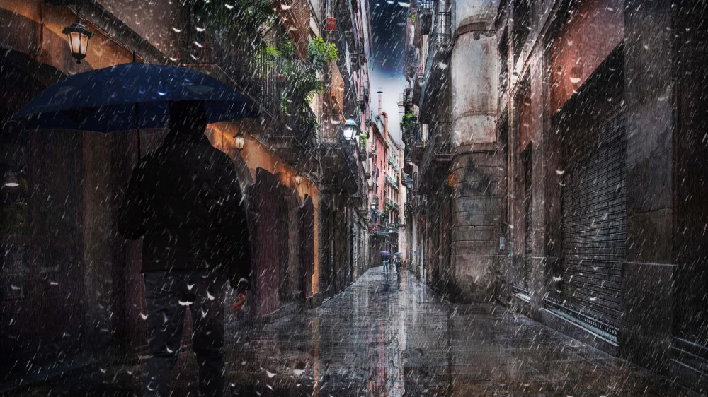 Quaglia, Nicodemo: PLUIE DANS LES RUELLES DE BARCELONE