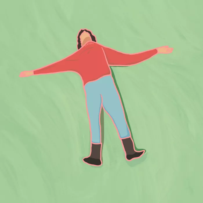 Dean, Little: A Person Sprawled Peacefully On A Green Background