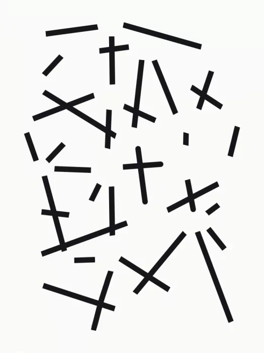 Dean, Little: Minimalistische schwarze Linien und Kreuze auf weißem Grund