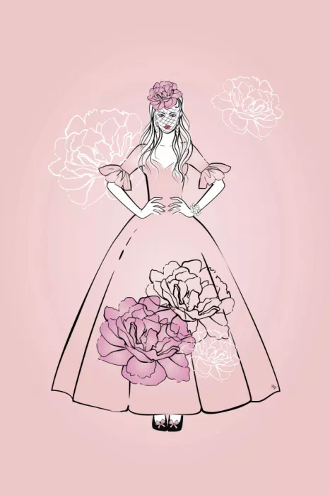 Martina: Donna in abito floreale rosa