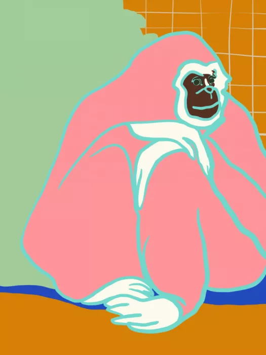 Dean, Little: Stylized Gibbon With Vibrant Pastel Hues