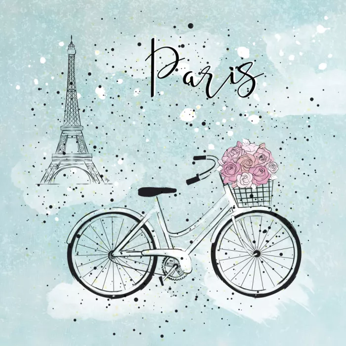 Martina: Bicicletta con un cesto di fiori rosa