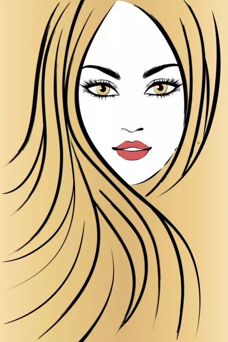 Martina: Volto di donna stilizzato con capelli fluttuanti