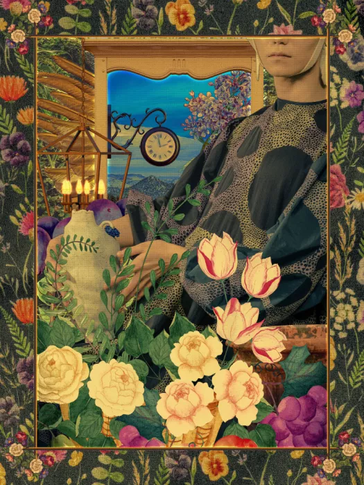 CosmoZach: Surreale Blumen-Portal-Collage