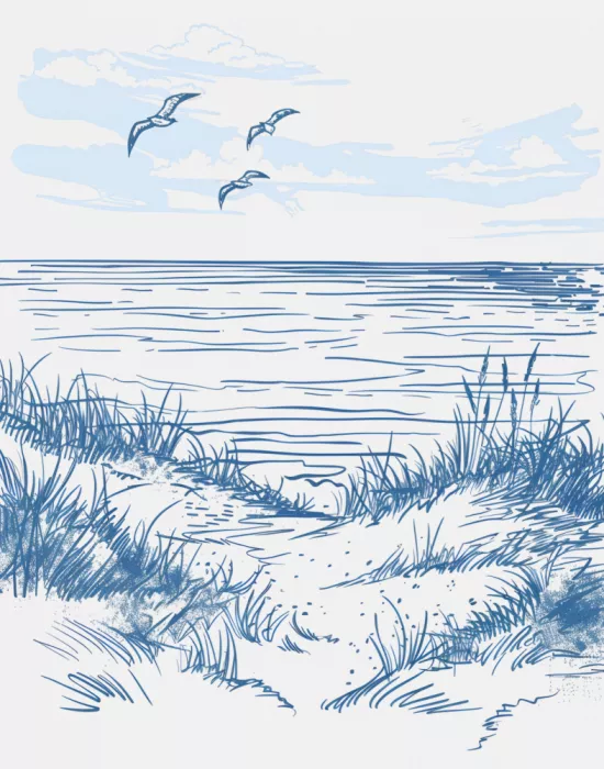 Dash, and Jolly: Bozzetto di paesaggio marino