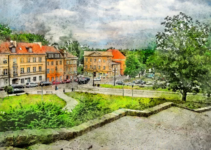 Jaszke, Justyna: Arte en acuarela de la ciudad de Varsovia Polonia (8)