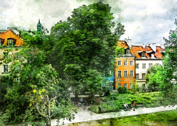 Jaszke, Justyna: Arte en acuarela de la ciudad de Varsovia Polonia (10)