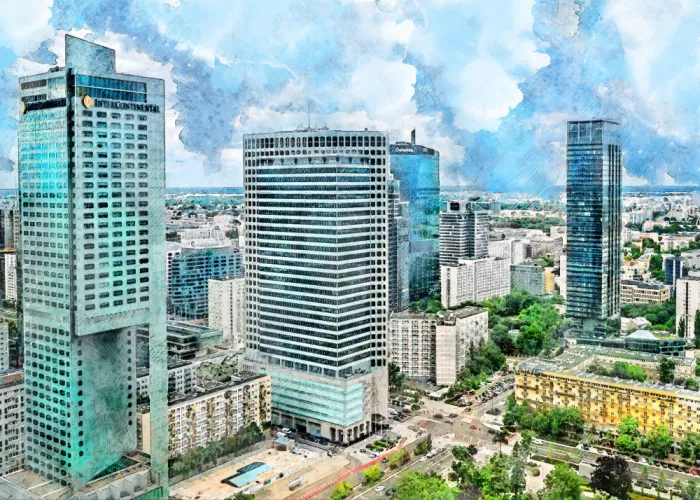 Jaszke, Justyna: Arte en acuarela de la ciudad de Varsovia Polonia (14)