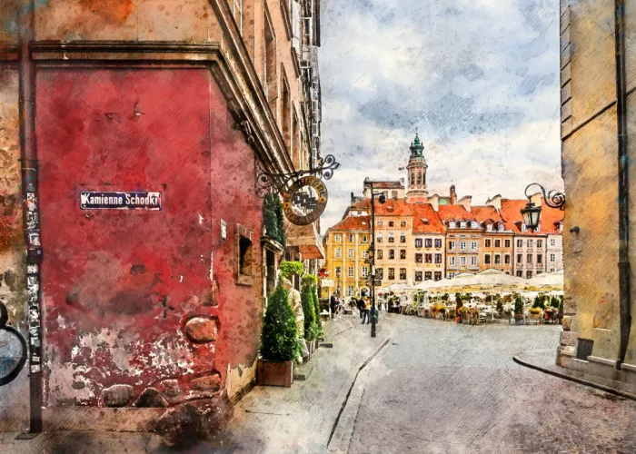 Jaszke, Justyna: Arte en acuarela de la ciudad de Varsovia Polonia (17)