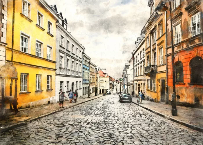 Jaszke, Justyna: Arte en acuarela de la ciudad de Varsovia Polonia (23)