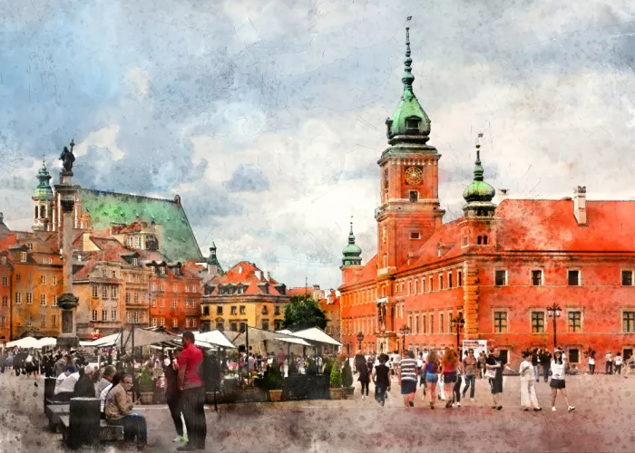 Jaszke, Justyna: Aquarelle urbaine de Varsovie Pologne (36)