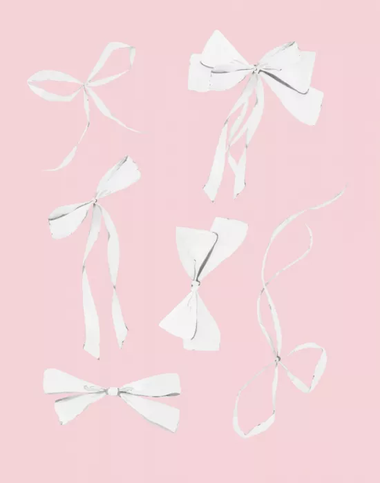 Dash, and Jolly: 6 Bows White On Pink