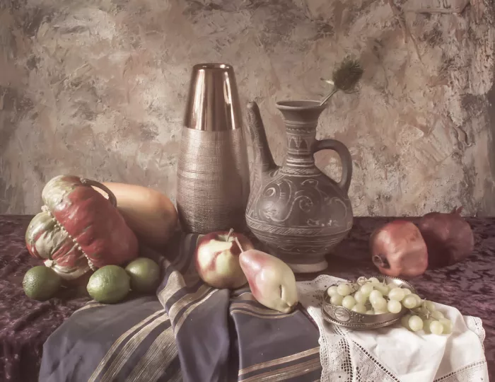 UstinaGreen: Bodegón con jarrones y frutas