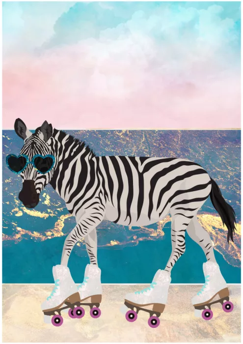 Manovski, Sarah: Zebra On Holiday Rollerksating