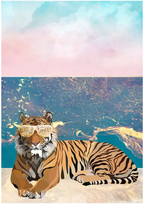 Manovski, Sarah: Tiger lying on the beach