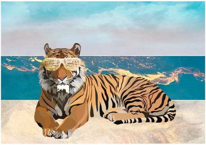 Manovski, Sarah: Tiger on the beach landscape