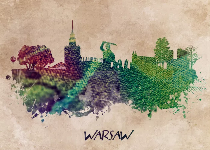Jaszke, Justyna: Warsaw Poland Skyline City Art (1)