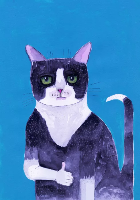 Bursic, Sharyn: Katze Daumen hoch blau