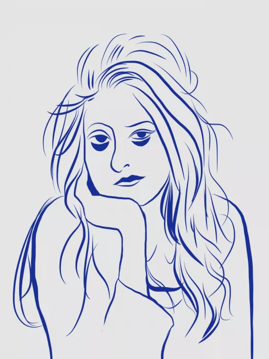 Dean, Little: Expression in a Blue Line Sketch