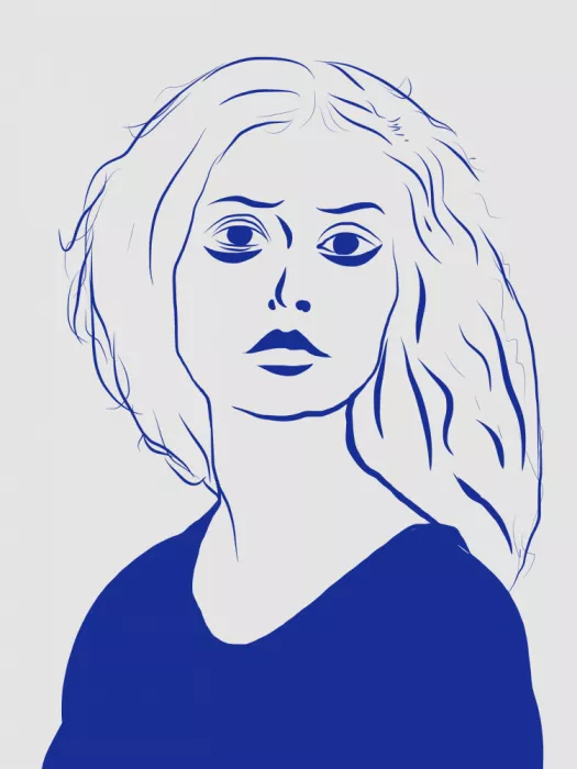 Dean, Little: Blue Line Art Portrait