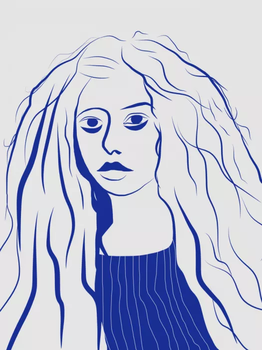 Dean, Little: Minimalist Portrait  a Woman with Long Hair