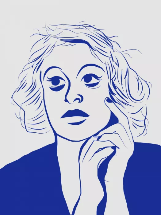 Dean, Little: Minimalist Portrait Woman in Blue and White