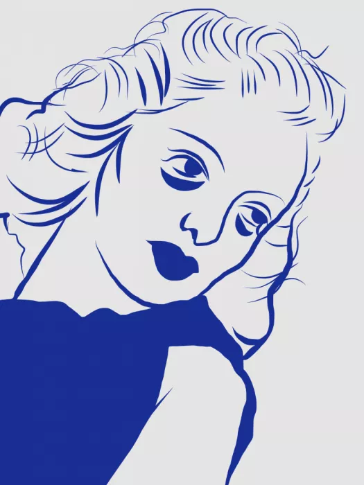 Dean, Little: Minimalist Line Drawing of a Woman Face