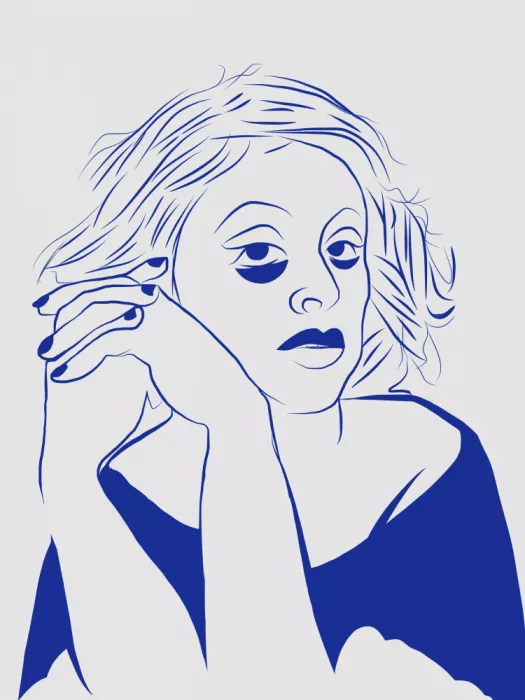 Dean, Little: Minimalist Blue Line Portrait