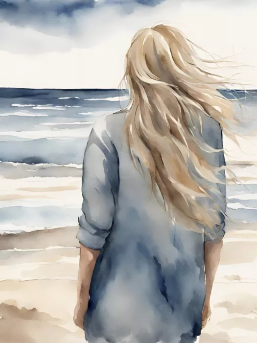Ohkimiko: Donna bionda che guarda il mare