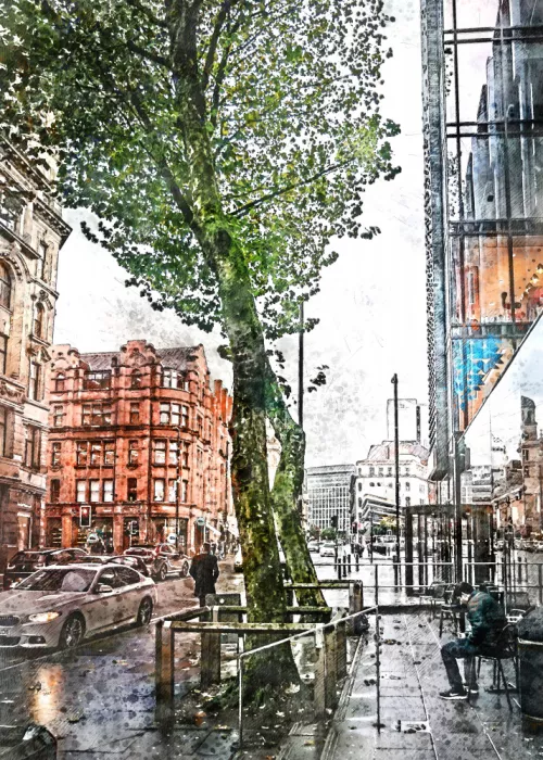 Jaszke, Justyna: Manchester City England  Watercolor Art  (3)