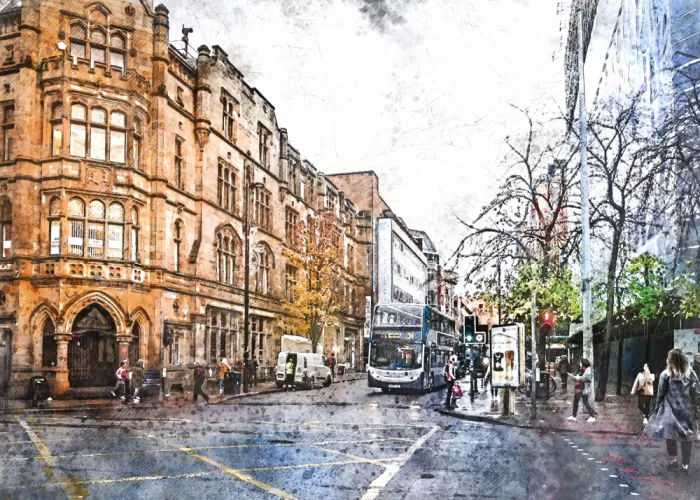 Jaszke, Justyna: Manchester City England  Watercolor Art  (5)