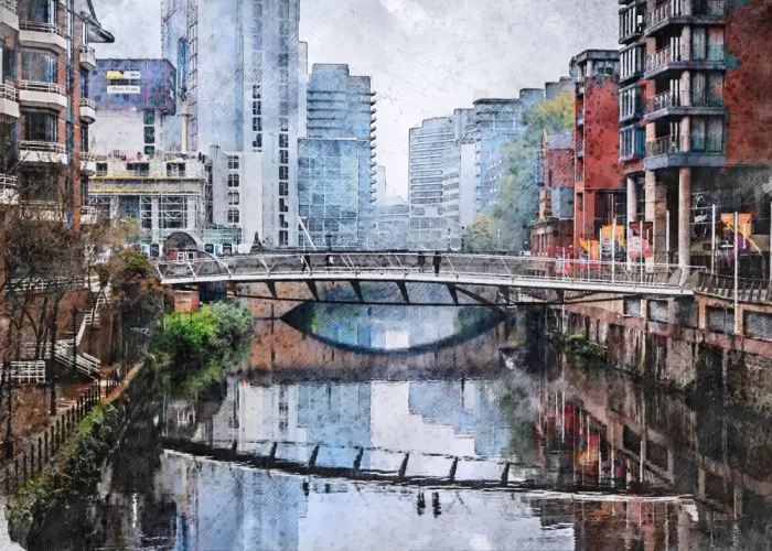 Jaszke, Justyna: Manchester City England – Obra de arte en acuarela (14)