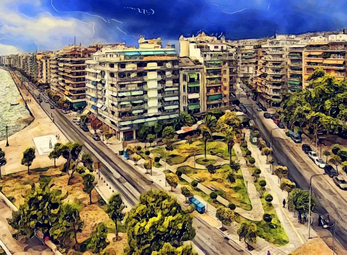 Jaszke, Justyna: Thessaloniki City Greece Watercolor Art  (1)