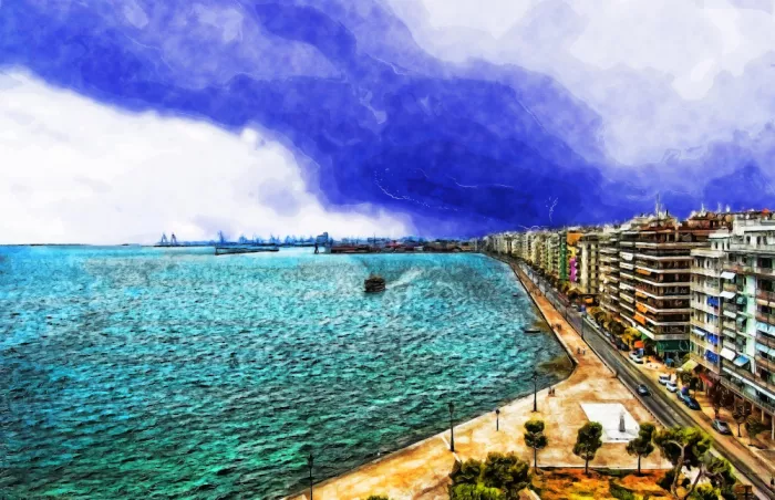 Jaszke, Justyna: Thessaloniki City Greece Watercolor Art  (2)