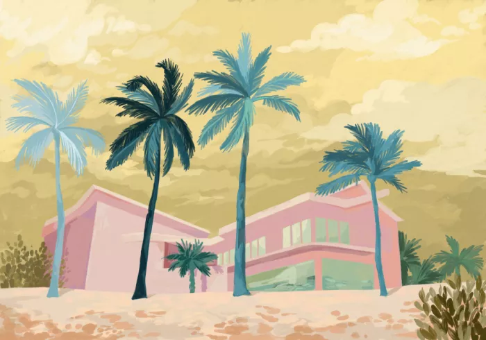 Blauw, Goed: Das rosa Haus