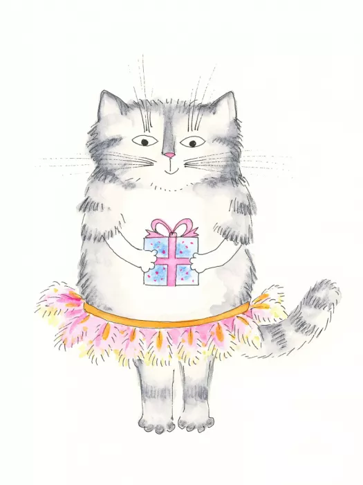 Brent, Isabelle: Gato encantador en tutú sosteniendo un regalo