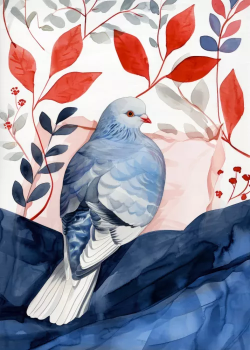 Jaszke, Justyna: Animal Watercolor Art Bird Dove Pigeon 4
