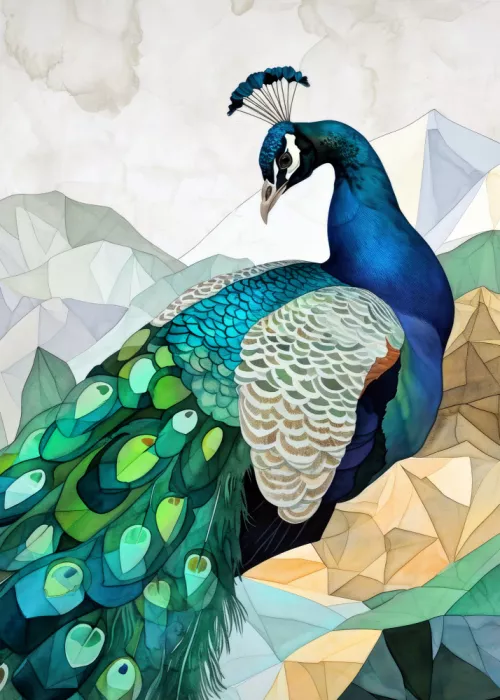 Jaszke, Justyna: Animal Watercolor Art Bird Peacock
